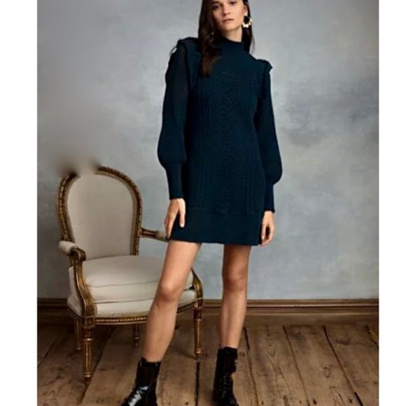 HAPPY X NATURE DEEP BLUE TWIST SWEATER DRESS - Picture 2 of 3